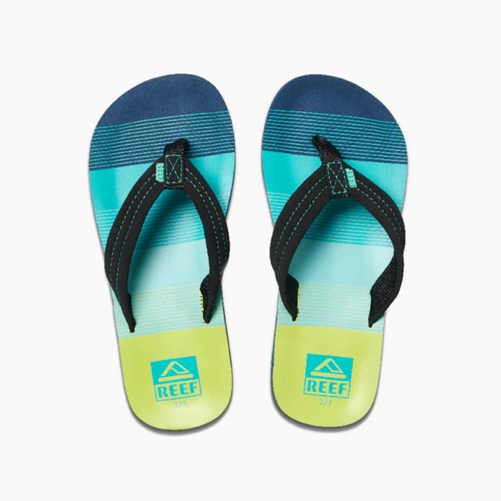 Reef Kids Slippers - Navy and Aqua